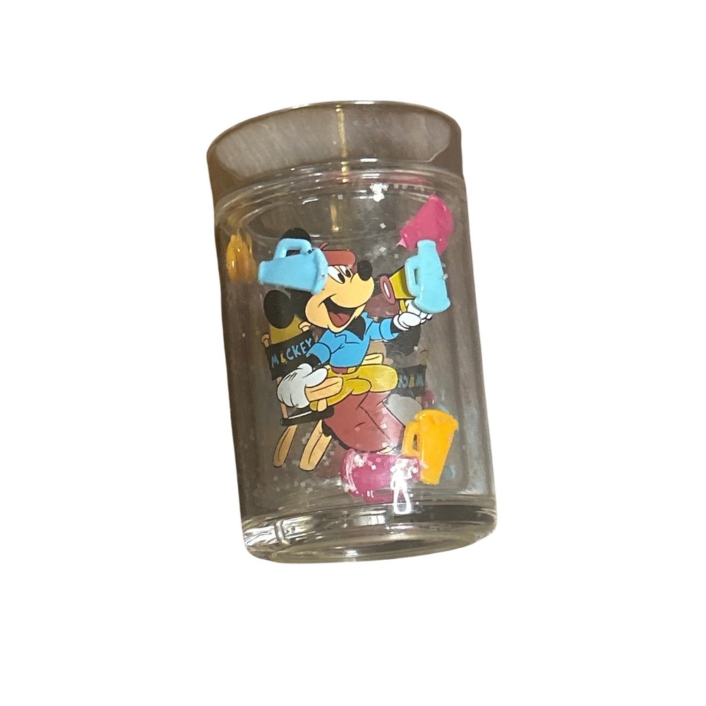 Disney Mickey Mouse Director Movie Set Vintage Juice Glass Clear Collectible